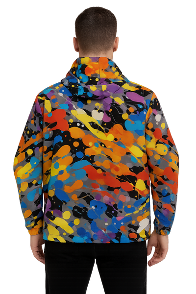 ASUIANAP Unisex Lightweight Windbreaker with Abstract Paint Splatter Print Jacket