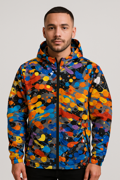 ASUIANAP Unisex Lightweight Windbreaker with Abstract Paint Splatter Print Jacket