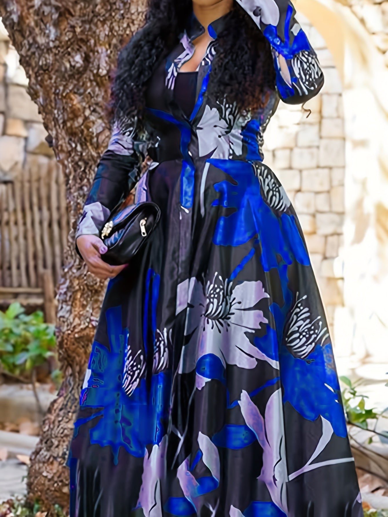 Elegant Off-Shoulder, V-Neck, Long Sleeve Maxi Dress for Women