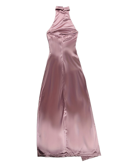 Women's Backless Bodycon Dress with Side Slit & Halter Neck