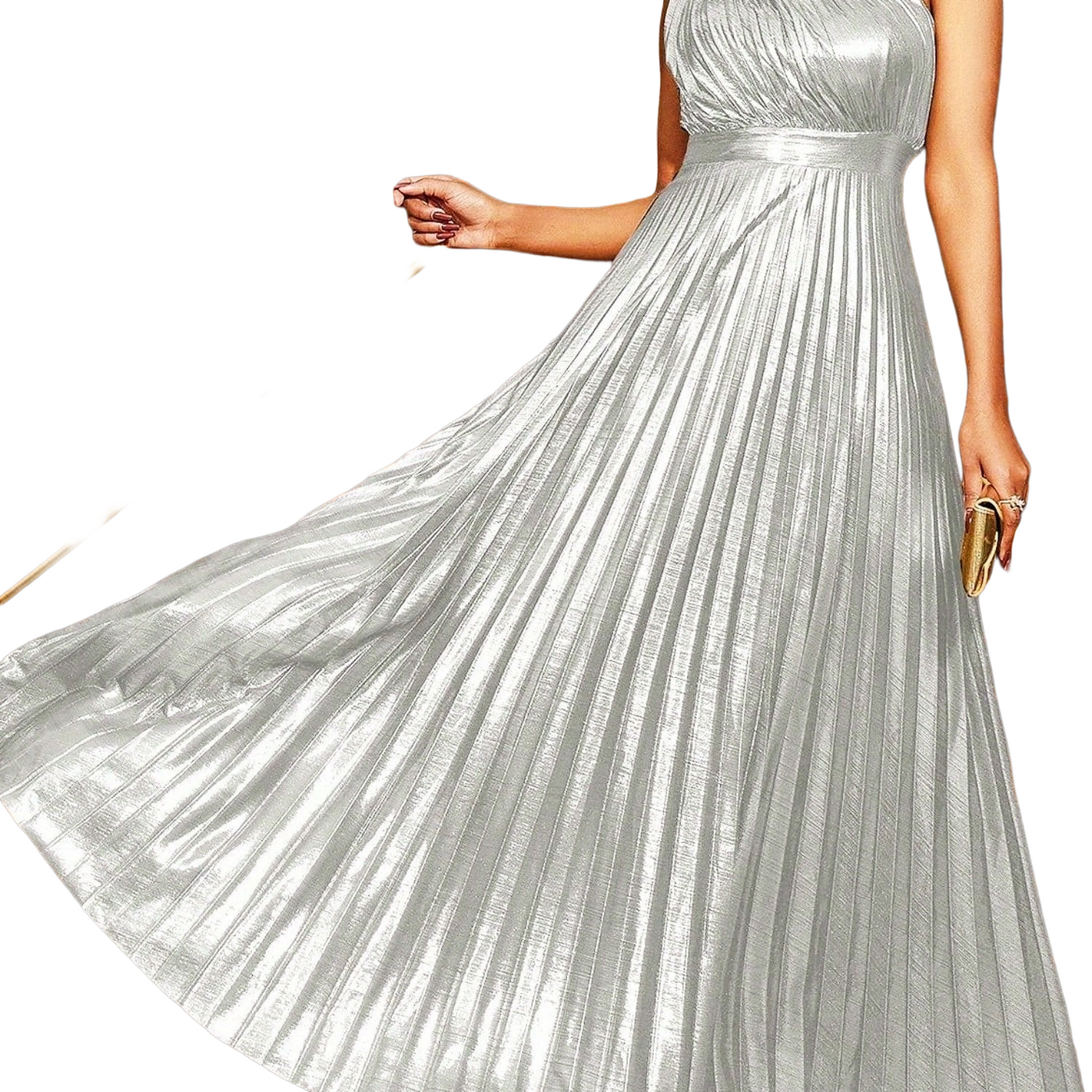 Women's Woven Polyester One-Shoulder Maxi Dress